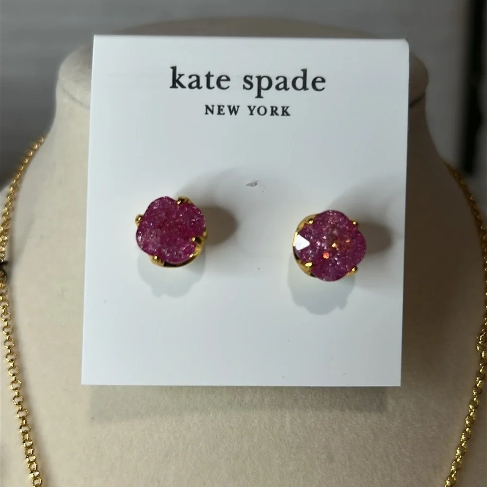 New Kate Spade necklace with earrings set pink and gold